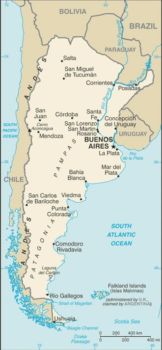 Mappa dell'Argentina (Wikimedia)